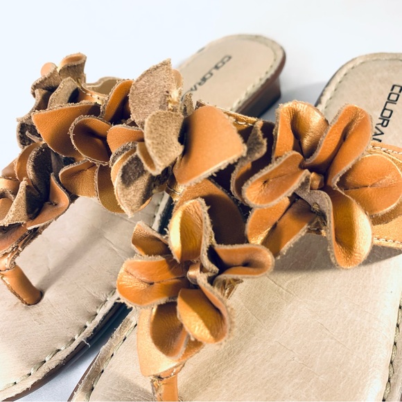 Colorado Opanka Ladies Leather Thongs Sandals Rianna Gold Metallic Size AU 7 - Picture 3 of 14